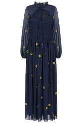 Cassia Navy Floral Embroidered Maxi Dress